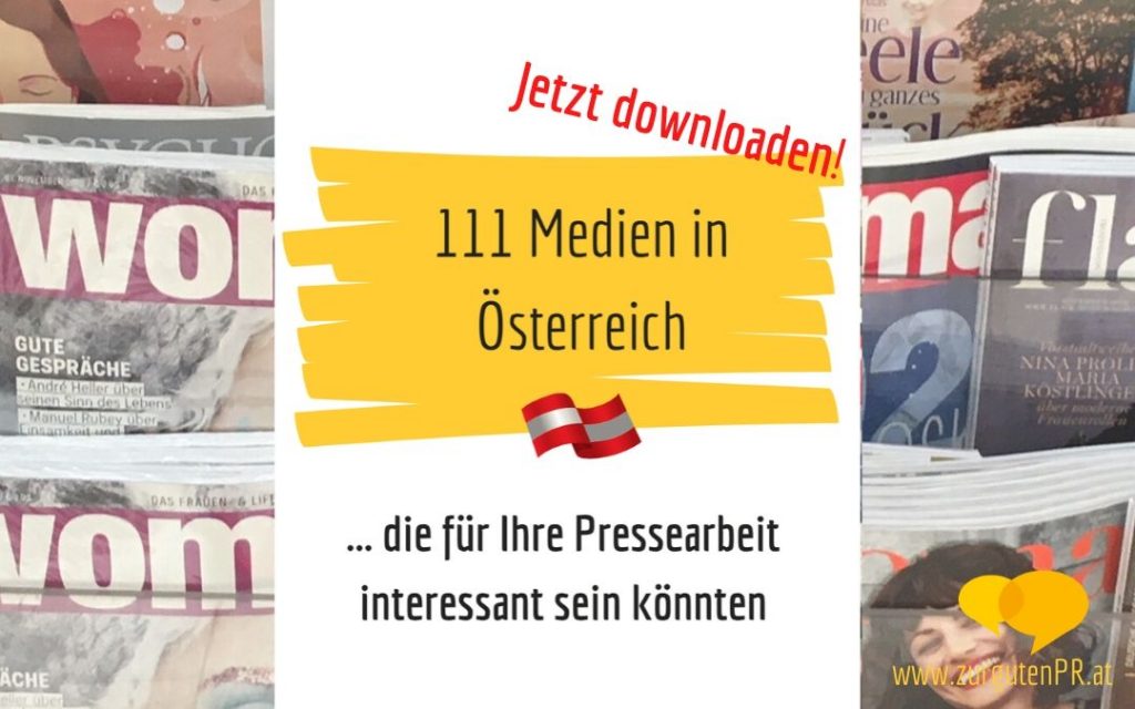 Medienliste 111 wichtigsten Medien in Österreich